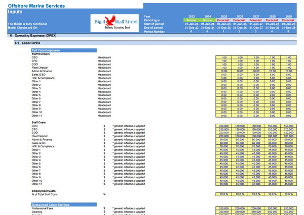 Offshore Marine Services Financial Model (10+ Yrs. DCF and Valuation)